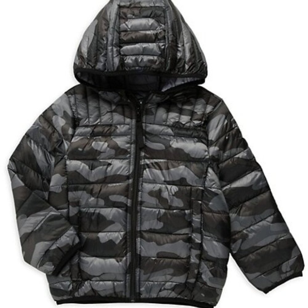 Urban Republic Baby Boy's Packable Camo Full Zip Puffer Jacket Charcoal 18M NWT